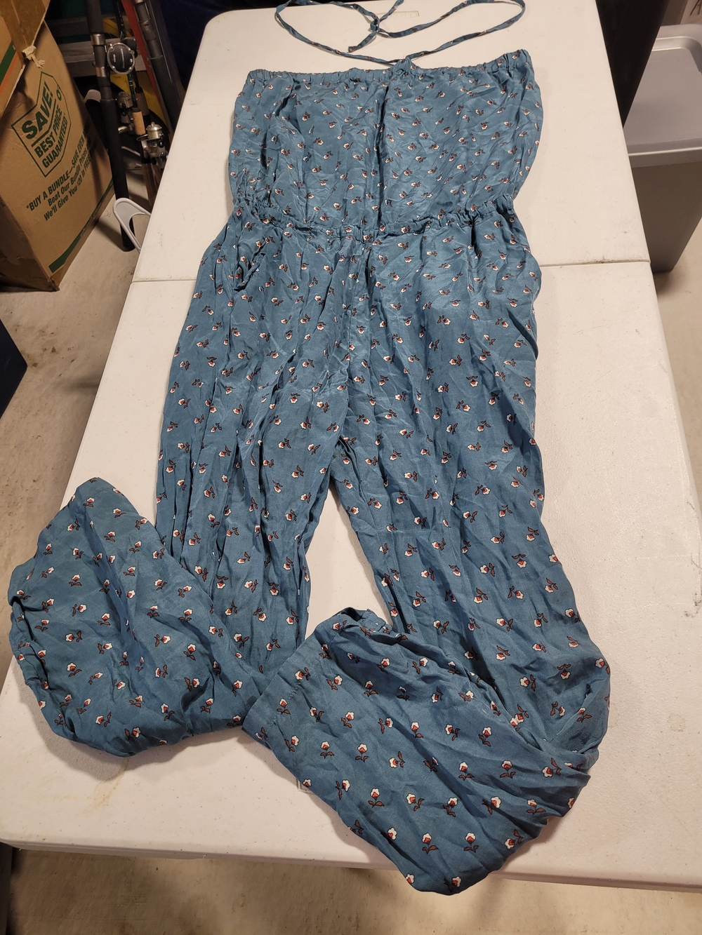 Jack Wills Blue Floral Strapless Romper Jumpsuit